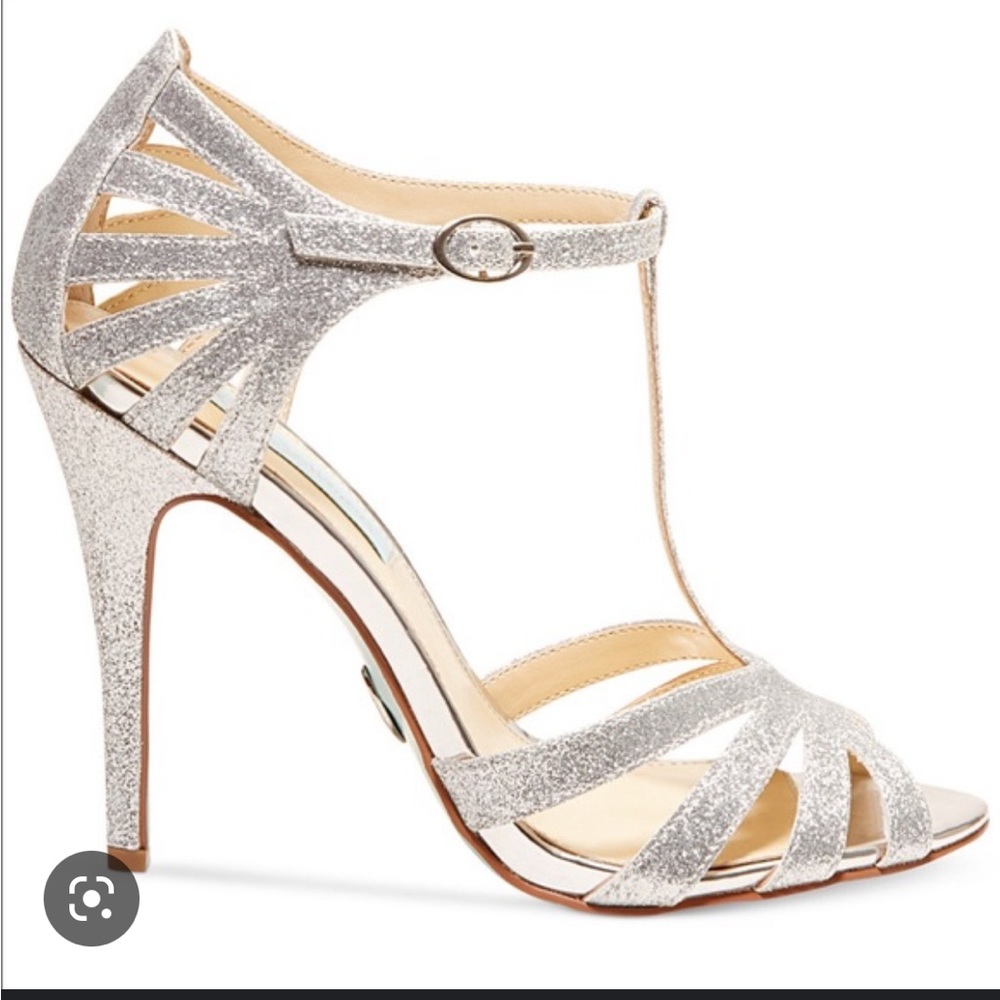 Betsy Johnson silver straps heels 8 1/2